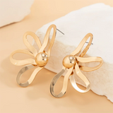 Women's Piercing Cutout Half Flower Petal Earrings