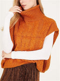 Ladies Stylish Cable Knitting Turtleneck Sleeveless Sweaters