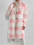 Women's Chic Plaid Print Warm Plush Long Coat