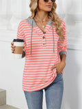 Sports Style Contrast Color Stripe Spring Hoodies for Women