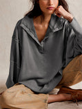 Oversized Side Split Lantern Sleeve Sweatshirt for Women