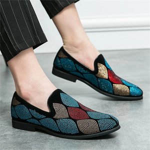 Men's Colorful Rhinestone Leaf Vintage Casual Dress Shoes