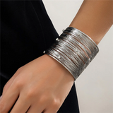 Multilayered Stacked Rhinestone Cuff Bracelets for Women