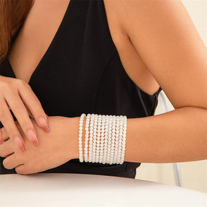 Ladies Elegant Multi-Layered Imitation White Pearl Bracelets