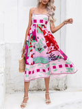 Women's Sexy Cosy Print Sleeveless Large Swing Dresses