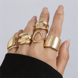 Women's 5PCS/Set Irregular Exaggerated Metal Rings