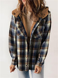 Women's Winter Checked Hooded Thermal Coat with Plush Lined