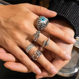 5Pcs/Set Blue Evil Eye Snake Scorpion Unisex Gothic Rings