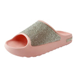 Cute Rhinestone Soft Thick Sole Summer Slides Slippers for Women