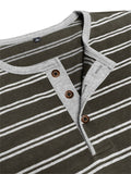 Men's Leisure Three-button Striped Henley Shirts