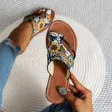 Women's Sunflower Printed Vogue Toe Loop Slippers