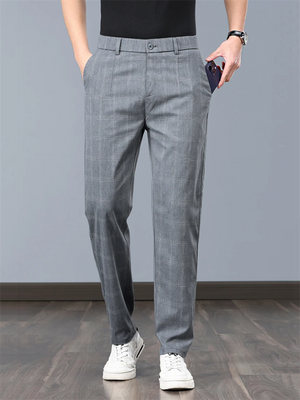 Men's Fashionable Regular Fit Checked Dress Pants