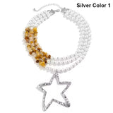 Women's Bohemian Big Star Pendant Imitation Pearl Stone Necklace