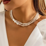 Irregular Faux Pearls Mini Beads Layered Necklaces