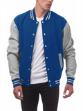 Men's Color Matching Button Up Letterman Jackets