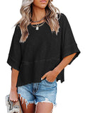 Cozy Round Neck Loose Half Sleeve T-shirts for Women