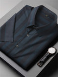 Holiday Party Lapel Button Fitted Stripe Shirt for Men