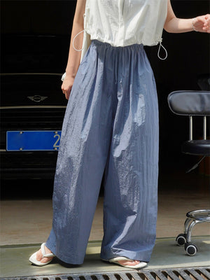 Daily Wear Glossy Plain Baggy Pants for Ladies