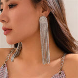 Luxury Elegant Rhinestone Tassel Drop Earrings for Lady