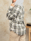 Women's Multicolored Plaid Hooded Coat with Pockets