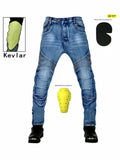 Men's Kevlar Stretchy Retro Motorcycle Jeans with Knee & Hip Protector