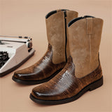 Faux Crocodile Skin Vintage Western Cowboy Boots for Men