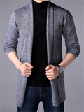 Solid Color Knitted Cardigan Sweater for Men