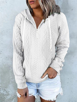 Daily Wear Twisted Texture Zipper Hoodies for Women