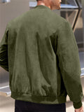 Men's Faux Suede Stand Up Collar Zipper Bomber Jacket