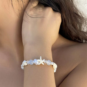 Women's Bohemian Starfish Conch Glass Bead Pearl Bracelets