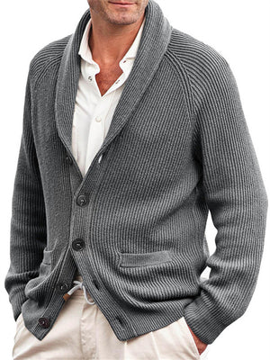 Men's Solid Color Slim Fit Single-Breasted Knitted Sweater