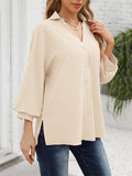 Fashion V Neck Lantern Sleeve Cozy Chiffon Shirt for Women