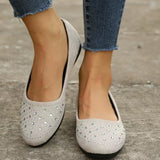 Women's Shiny Faux Rhinestone Round Toe Casual Shoes