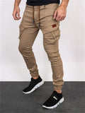 Men's Solid Close-fitting Ankle-tied Cargo Trousers