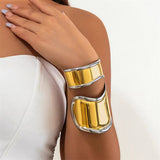 Futuristic Gothic Irregular Metal Cuff Bangles for Women