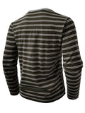 Men's Leisure Three-button Striped Henley Shirts