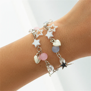 Cutout Imitation Pearl Star Heart Beaded Bracelets