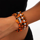 5Pcs/Set Halloween Evil Pumpkin Imitation Pearl Bead Bangles