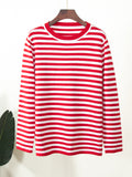 Classic Stripe Round Neck Long Sleeve Sweater for Women