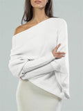 Ladies Oversized Batwing Sleeve Boatneck Knit Sweaters