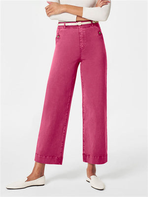 Elegant High-Rise Solid Color Straight-Leg Jeans for Lady