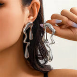 Flowing Water Shaped Exaggerated Earrings for Women