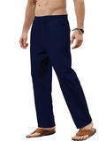 Men's Cotton Linen Elastic Waist Casual Straight-Leg Pants