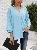 Fashion V Neck Lantern Sleeve Cozy Chiffon Shirt for Women