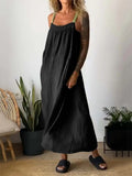 Leisure Square Neck Sleeveless Loose Overall Dress for Women