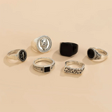 Men's Handmade Skull Letter Hip Hop Vintage Ring Sets