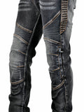 Men's Kevlar Stretchy Retro Motorcycle Jeans with Knee & Hip Protector