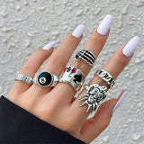 Female Vintage Fashionable Porker Clown Ghost Ring Sets