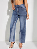 All-Match Stylish Patchwork Blue Jeans for Ladies