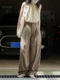 Ladies Streetwear Casual Popular Wide Leg Cargo Trousers